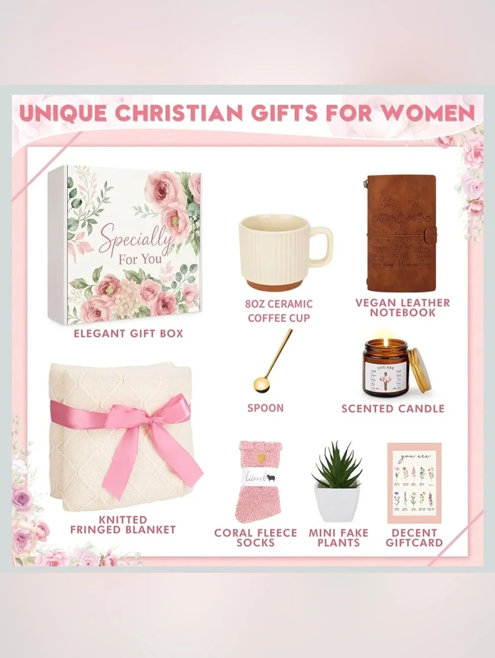 Faith Bundle: Knit Blanket Candle Socks Mug & Spoon Journal Plant - Picture 3 of 8